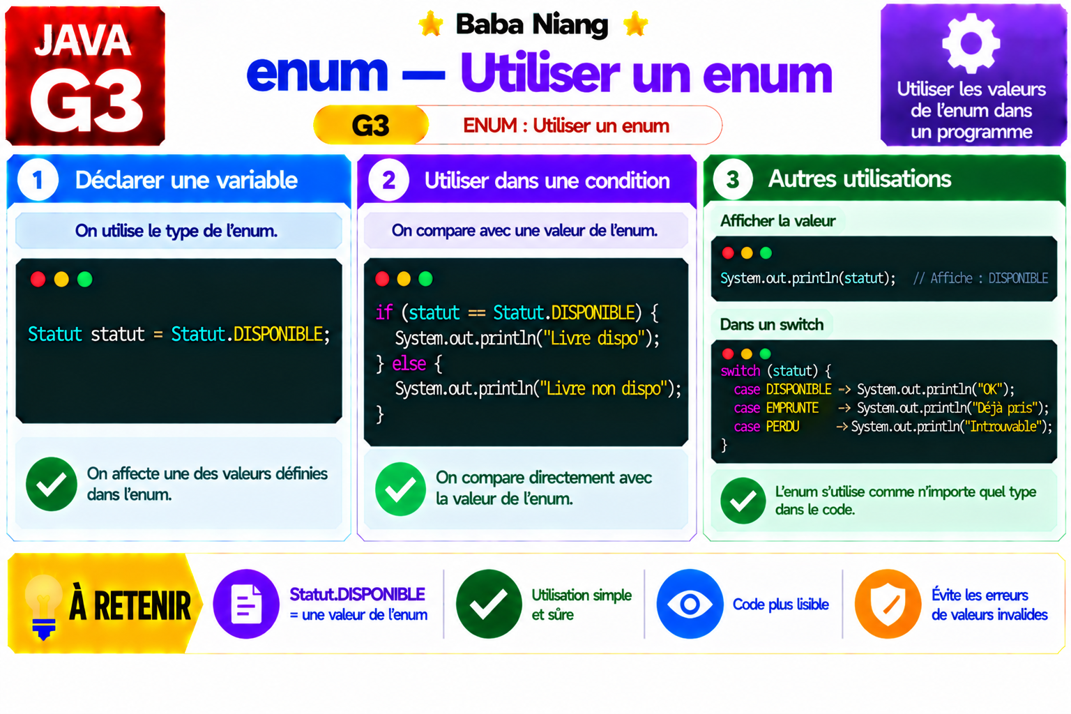 Fiche Java G3 — Utiliser un enum