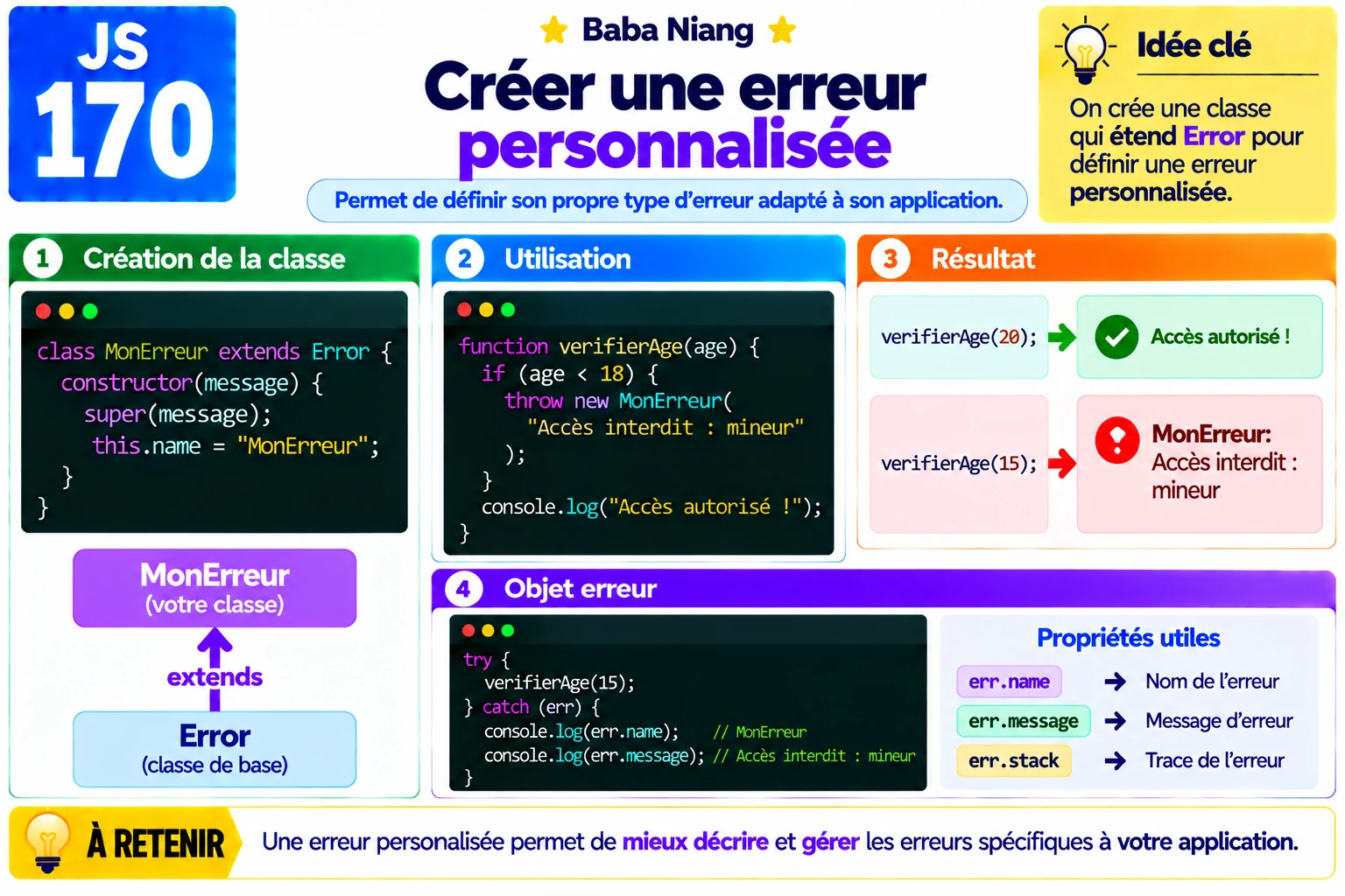Fiche 170 — Creer une erreur personnalisee