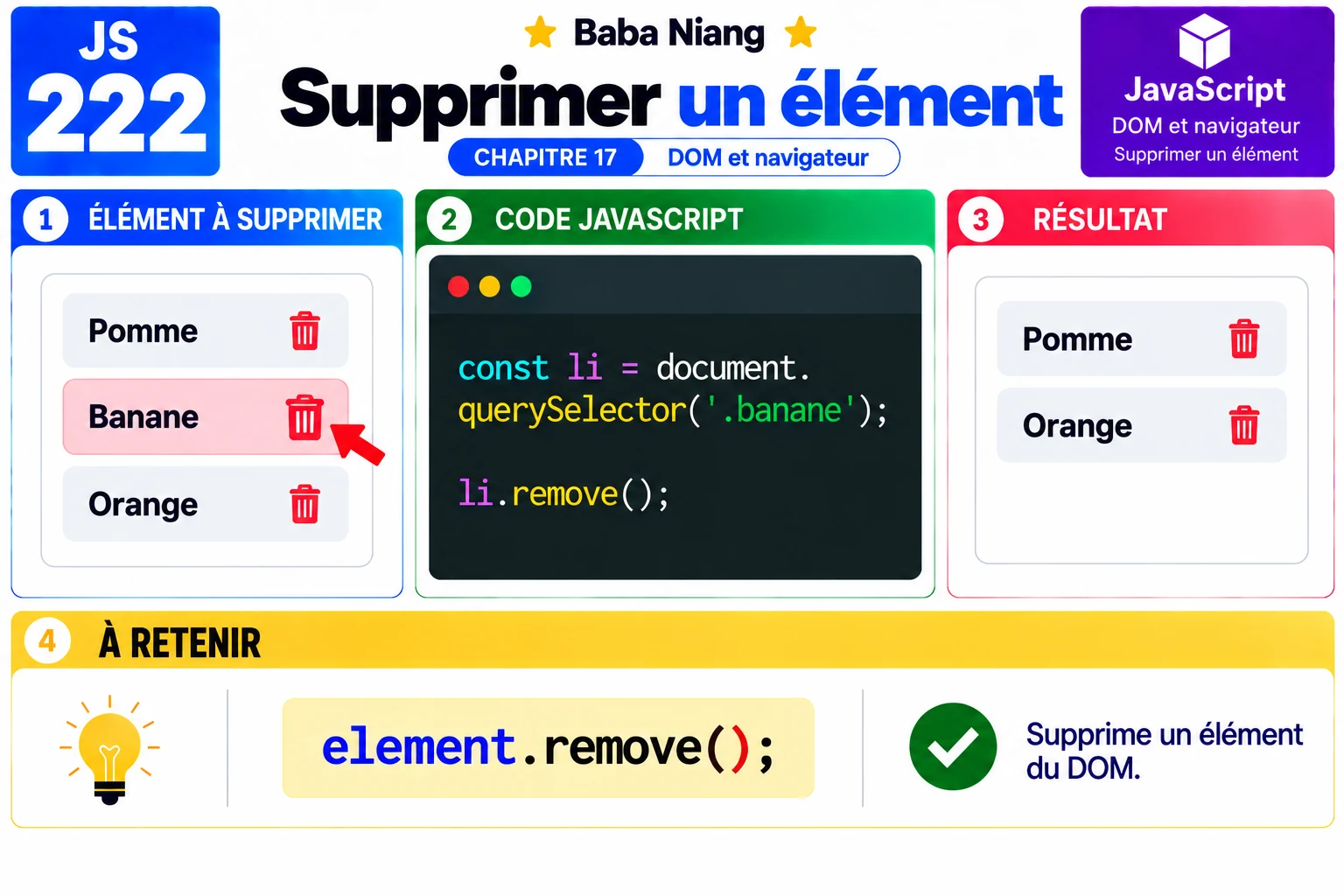 Fiche 222 — Supprimer un element